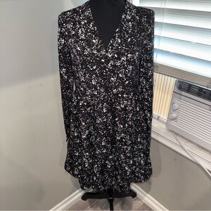 Mittoshop Black and White Fit Flare‎ Floral Dress